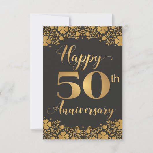 Carte De Remerciements Joyeux 50e anniversaire Jublilee Mariage d'or (Devant)