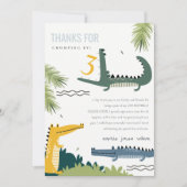Carte De Remerciements Joyeux Anniversaire Alligator des Marais pour Enfa (Devant)