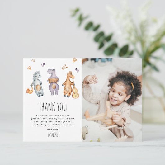 Carte De Remerciements Joyeux Anniversaire Animaux Africains Aquarelle Mi (Debout devant)