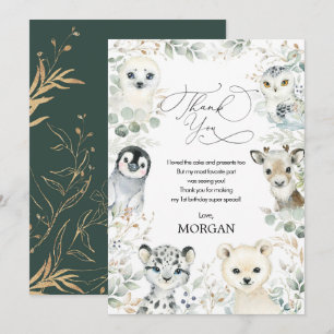 Carte De Remerciements Joyeux Anniversaire Animaux Arctiques Mignons de l
