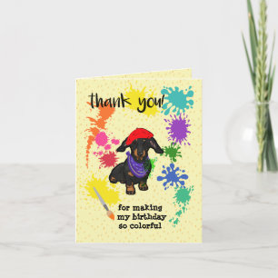 Carte De Remerciements Joyeux Anniversaire avec l'Art Amusant de Chien Te