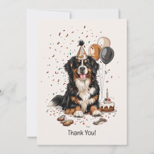 Carte De Remerciements Joyeux anniversaire Bernese Mountain Dog (Devant)
