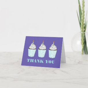 Carte De Remerciements Joyeux Anniversaire Bleu Cupcake Sprinkles Frostin