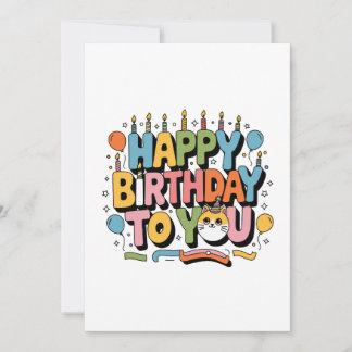 Carte De Remerciements Joyeux Anniversaire Chat Mignon