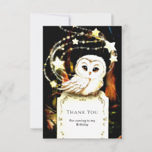 Carte De Remerciements Joyeux Anniversaire Chouette Enchantée Mignonne