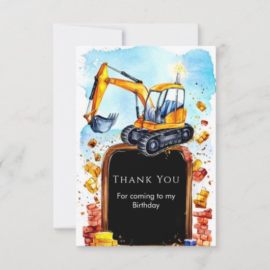 Carte De Remerciements Joyeux Anniversaire Construction à l'aquarelle mig (Devant)