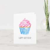 Carte De Remerciements Joyeux Anniversaire cupcake simple à l'aquarelle m (Devant)