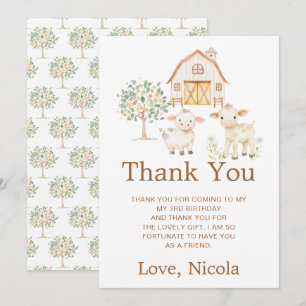 Carte De Remerciements Joyeux Anniversaire de la Ferme Mignonne