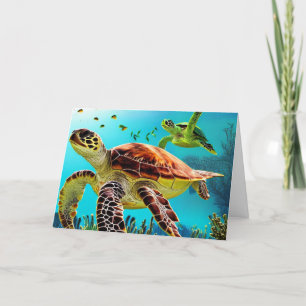 Carte De Remerciements Joyeux anniversaire de la tortue de mer