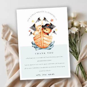 Carte De Remerciements Joyeux Anniversaire Enfant Lionceau Bateau Pirate