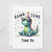 Carte De Remerciements Joyeux Anniversaire Enfant “Rawr-ordinaire” Dinosa (Devant)