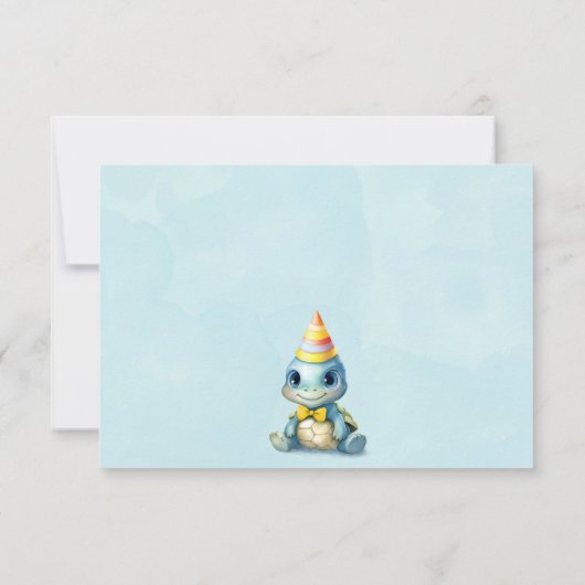 Carte De Remerciements Joyeux anniversaire enfant tortue aquarelle mignon (Dos)
