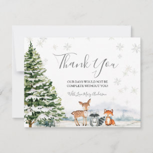 Carte De Remerciements Joyeux Anniversaire Evergreen Animal Winter Oneder