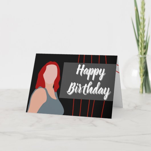 Carte De Remerciements Joyeux Anniversaire Face Cheveux Rouge (Devant)