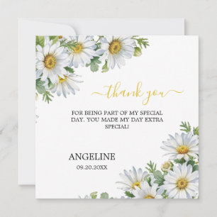Carte De Remerciements Joyeux Anniversaire Fleur de Pâquerette Blanche Él