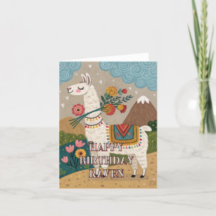Carte De Remerciements Joyeux anniversaire folk folk folk alpaca llama ca