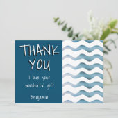 Carte De Remerciements Joyeux Anniversaire Garçon Vague Bleue Mignonne (Debout devant)