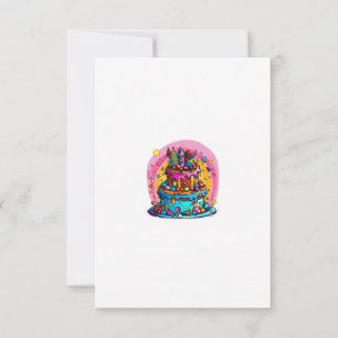 Carte De Remerciements Joyeux anniversaire, gâteau d'anniversaire, coloré