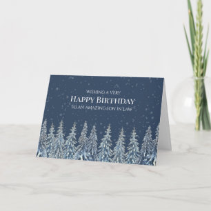 Carte De Remerciements Joyeux anniversaire gendre forêt hivernale rustiqu
