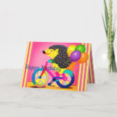 Carte De Remerciements Joyeux Anniversaire Hérisson équitation Ballons de (Dos)