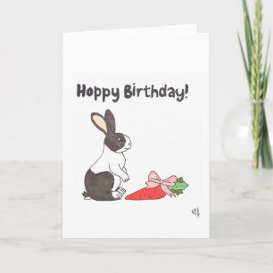 Carte De Remerciements Joyeux anniversaire Hoppy Birthday et Carrot Card