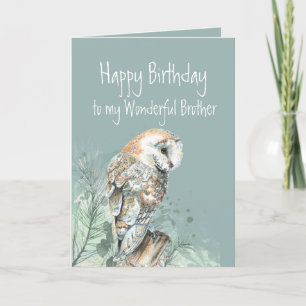 Carte De Remerciements Joyeux anniversaire Merveilleux Frère Barn Owl