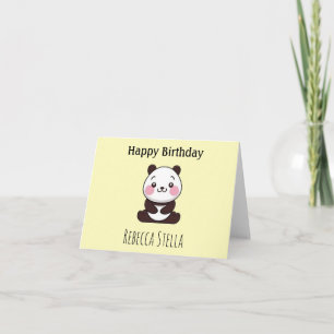 Carte De Remerciements Joyeux anniversaire ours panda mignon jaune