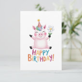 Carte De Remerciements Joyeux Anniversaire Piglet avec Marguerite (Debout devant)