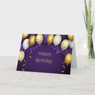 Carte De Remerciements Joyeux anniversaire - Purple/Gold Personnalisez