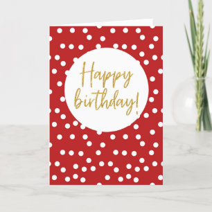 Carte De Remerciements Joyeux Anniversaire Rouge Polkadot Parties scintil