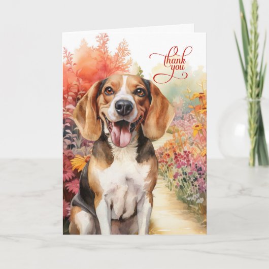 Carte De Remerciements Joyeux Beagle Chien Colorful Garden Path (Devant)