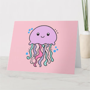 Carte De Remerciements Joyeux bébé méduse souriant avec des bulles.