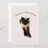 Carte De Remerciements Joyeux chat mignon d'anniversaire (Devant / Derrière)