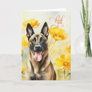 Carte De Remerciements Joyeux Chien Belge Malinois Golden Poppies