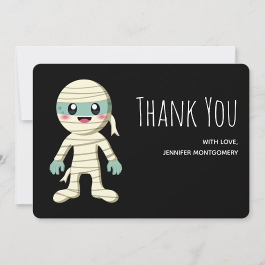 Carte De Remerciements Joyeux dessin de monstre d'Halloween maman (Devant)