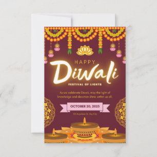Carte De Remerciements Joyeux Diwali le festival de lumière
