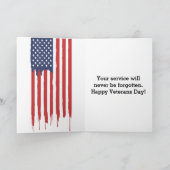 Carte De Remerciements Joyeux drapeau américain de la fête des vétérans (Intérieur)