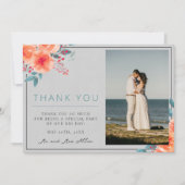 Carte De Remerciements Joyeux Floral Orange et Turquoise Bright (Devant)