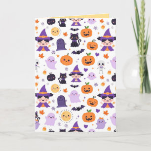 Carte De Remerciements Joyeux Halloween Sorcières Fantômes Chats Chauves-