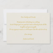 Carte De Remerciements Joyeux Jour après Albâtre Blanc Monogramme Or (Dos)