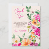 Carte De Remerciements Joyeux mariage avec des fleurs sauvages audacieuse (Devant)