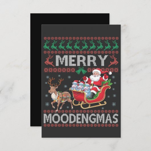 Carte De Remerciements Joyeux MooDengmas Moo Deng Noël Père Noël Hippo (Devant / Derrière)