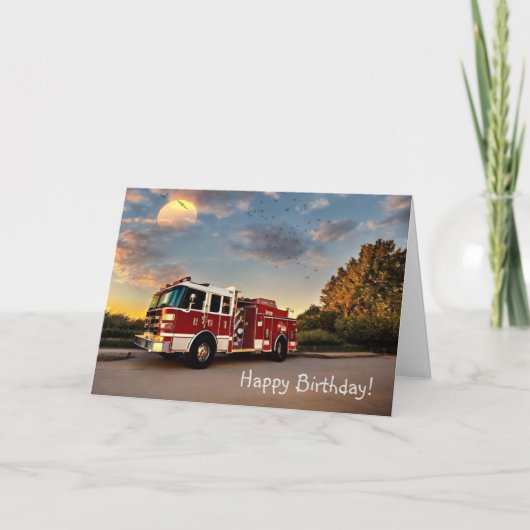 Carte De Remerciements Joyeux moteur de feu d'anniversaire (Devant)