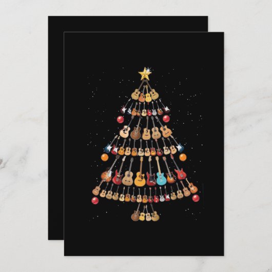 Carte De Remerciements Joyeux Noël|Arbre de Noël Ukulele Instrument (Devant / Derrière)