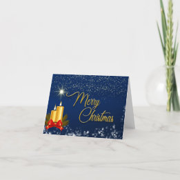 Carte De Remerciements Joyeux Noël bougie avec/éditable Message de foi
