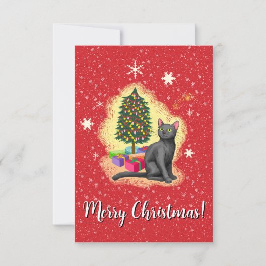 Carte De Remerciements Joyeux Noël Chat (Devant)