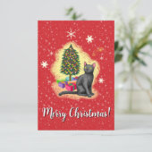 Carte De Remerciements Joyeux Noël Chat (Debout devant)