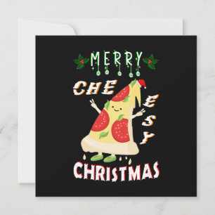 Carte De Remerciements Joyeux Noël Cheesy Noël Noël Père Noël Pizza Noël