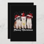 Carte De Remerciements Joyeux Noël | Cute Chat avec Père Noël (Devant / Derrière)