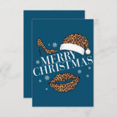 Carte De Remerciements Joyeux Noël empreinte de léopard femmes (Devant / Derrière)